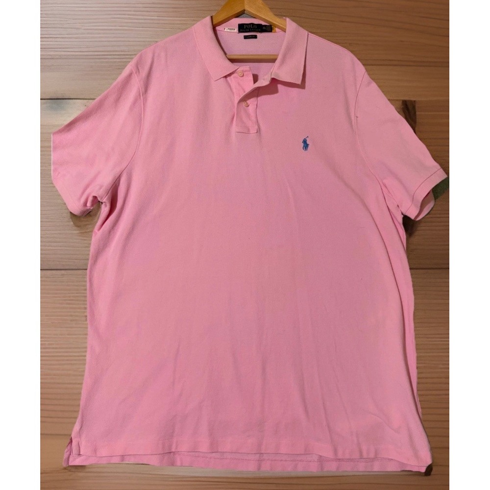 Polo Ralph Lauren Shirt Men's Classic Fit Polo Pique Fabric Pink  Sz XXL
